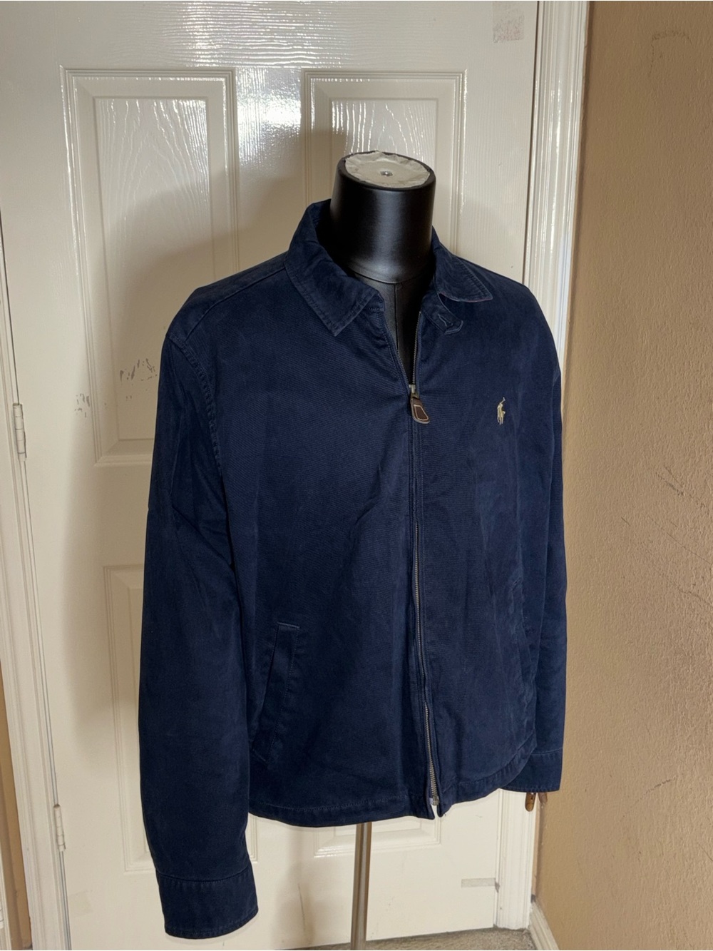 Vintage Polo Ralph Lauren Harrington Jacket Mens X-Large Navy Full Zip Coat